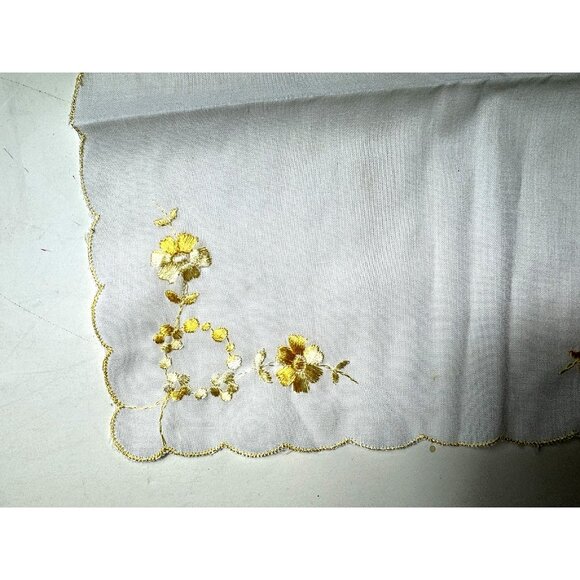 Embroidered hankerchife hankie 10 in. by 10 in.yellow and white - Picture 9 of 10